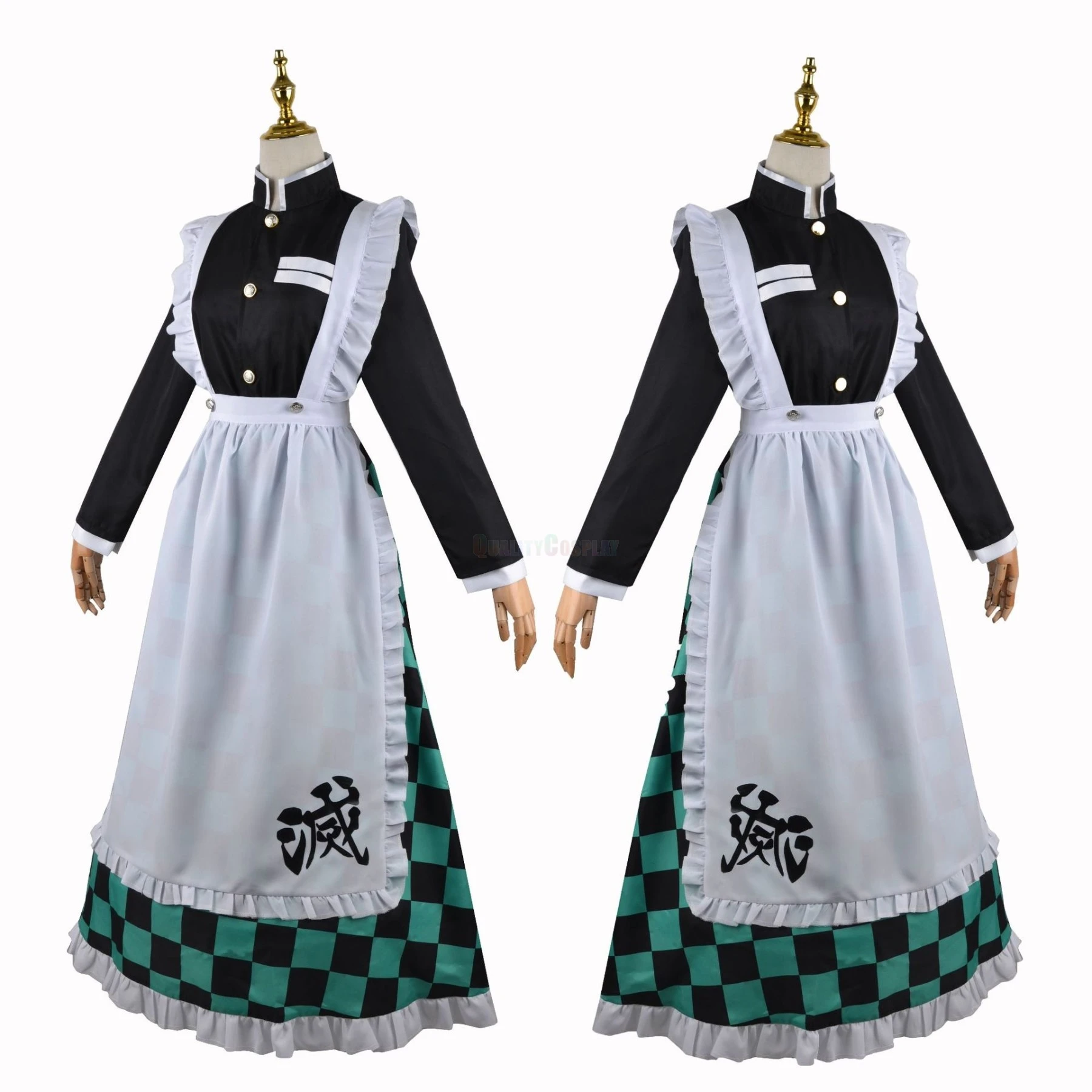 Demon Slayer Tanjiro Kamado Maid Cosplay Costume - Image 2