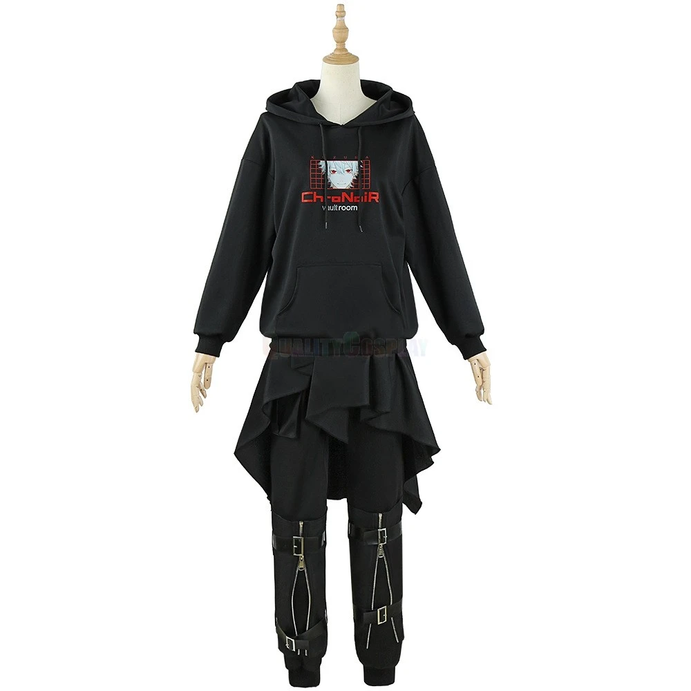 Hololive Vtuber Kuzuha Black Hoodie Cosplay Costume - Image 3